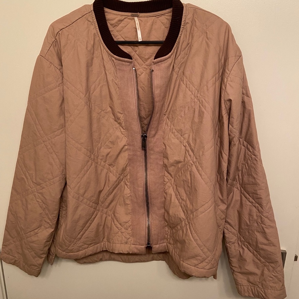 Blush Free People Quilted Bomber Jacket - Picture 2 of 3